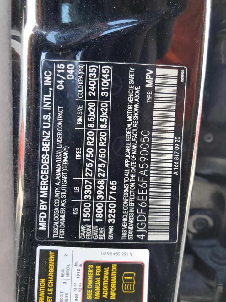 2015 Mercedes-Benz Gl 450 4Matic VIN: 4JGDF6EE6FA590050 Lot: 82584685