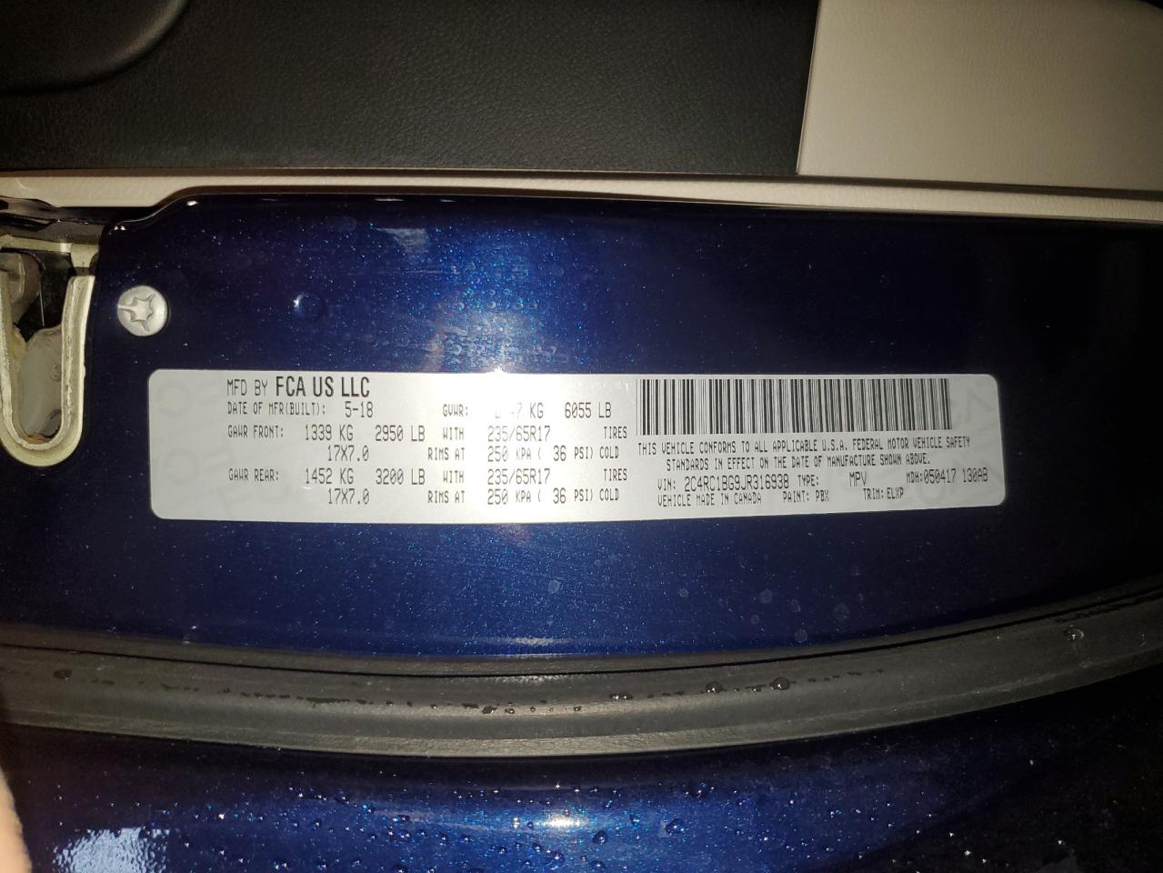 2018 Chrysler Pacifica Touring L VIN: 2C4RC1BG9JR316938 Lot: 80792195