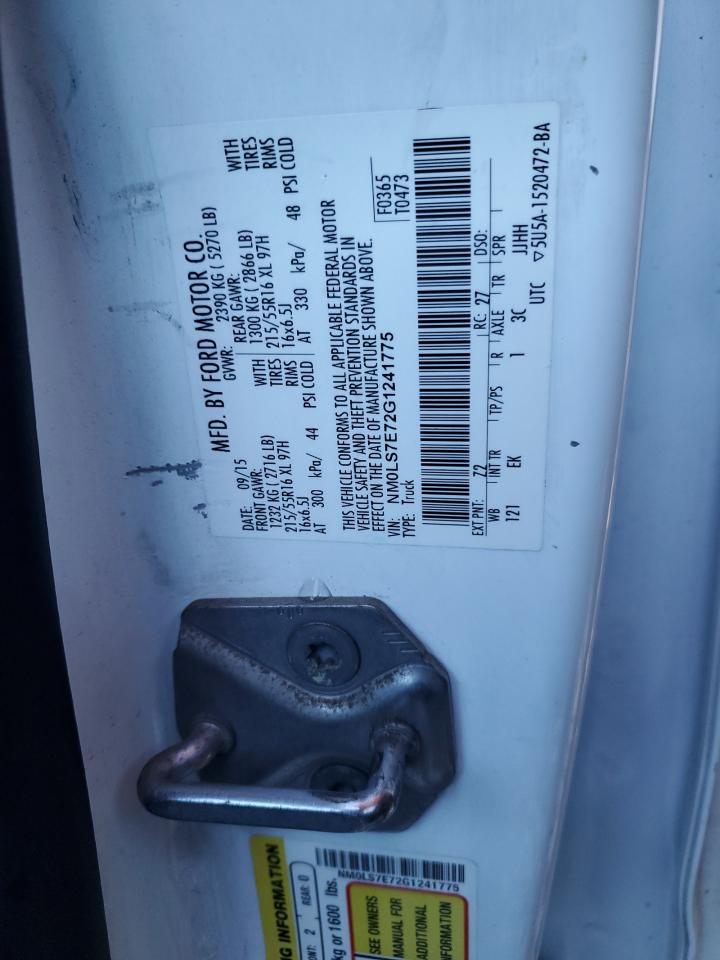 2016 Ford Transit Connect Xl VIN: NM0LS7E72G1241775 Lot: 86256255