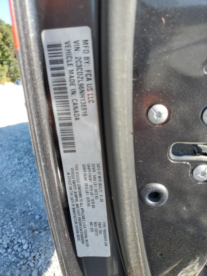 2022 Dodge Challenger Srt Hellcat Redeye VIN: 2C3CDZL96NH136916 Lot: 89884365