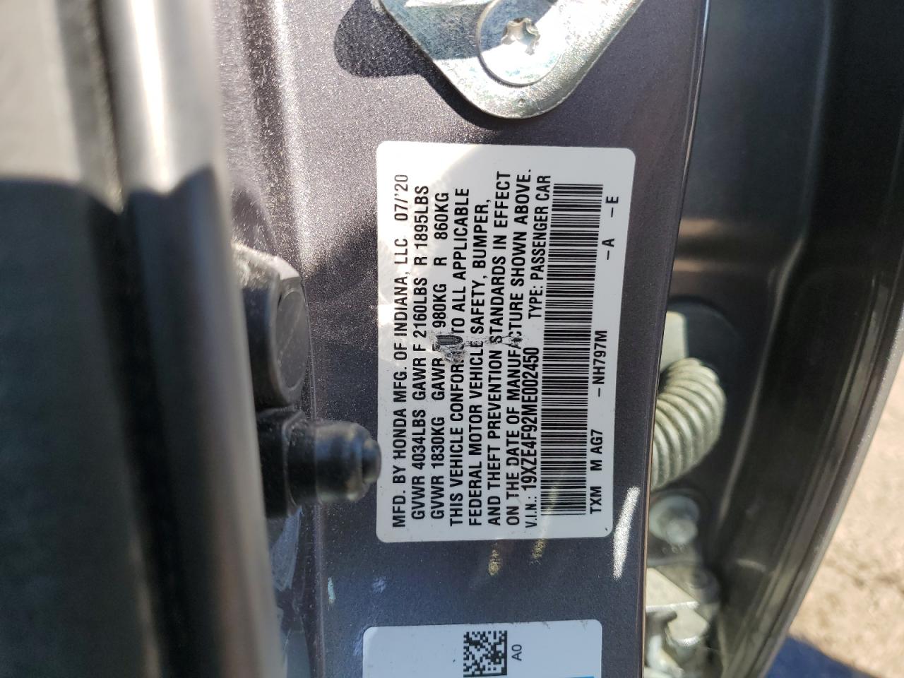 2021 Honda Insight Touring VIN: 19XZE4F92ME002450 Lot: 89595365