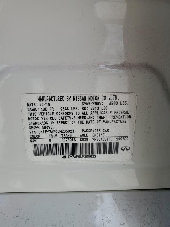 2020 Infiniti Q50 Pure VIN: JN1EV7AP0LM205023 Lot: 82580325