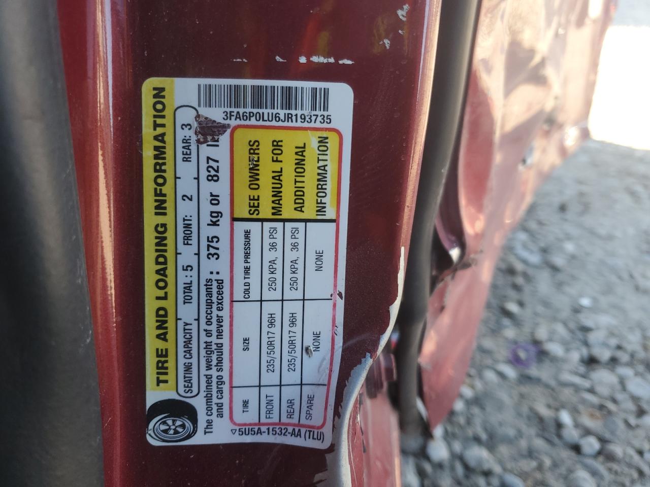 2018 Ford Fusion Se Hybrid VIN: 3FA6P0LU6JR193735 Lot: 89622475