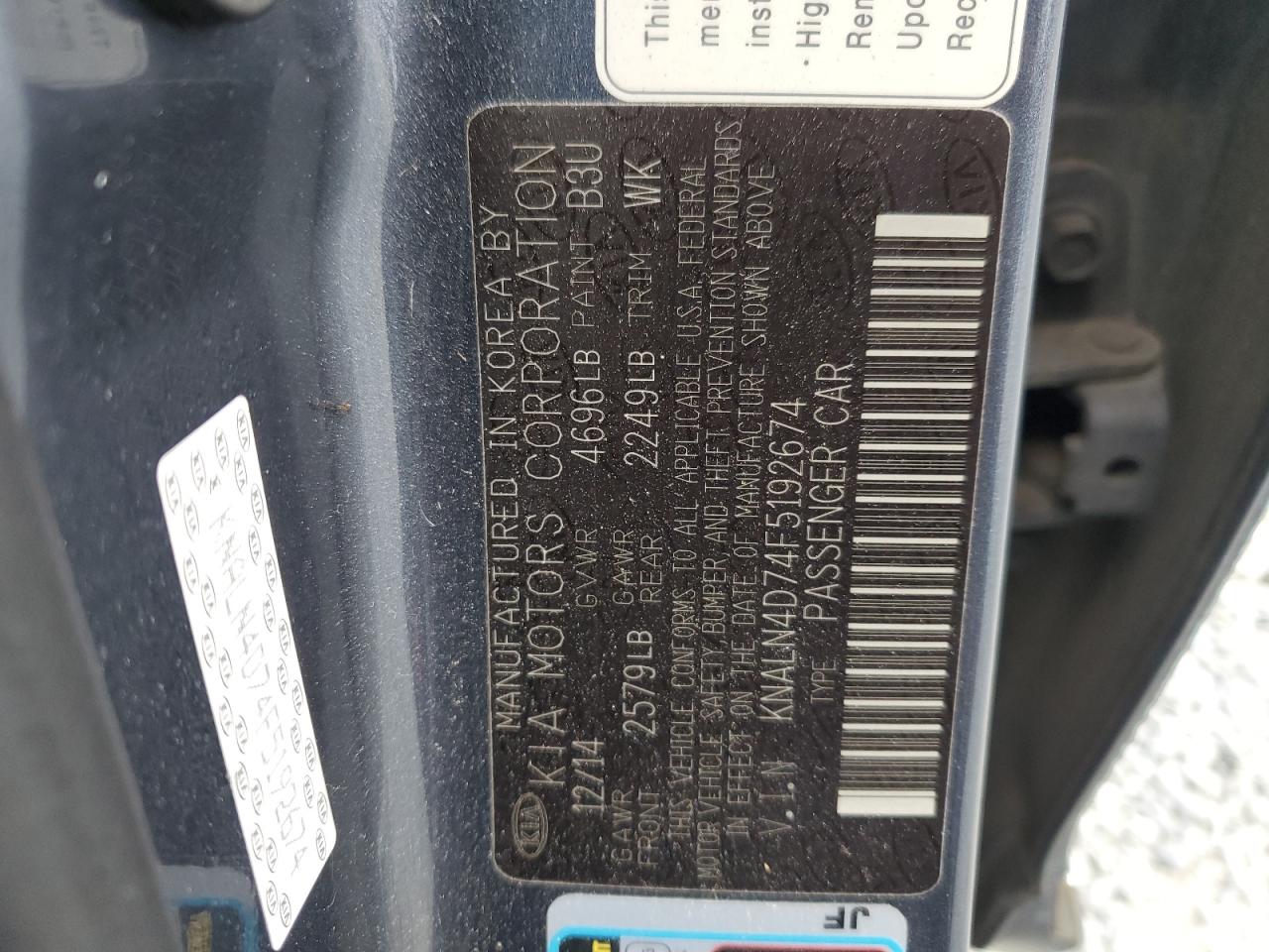 2015 Kia Cadenza Premium VIN: KNALN4D74F5192674 Lot: 82435465