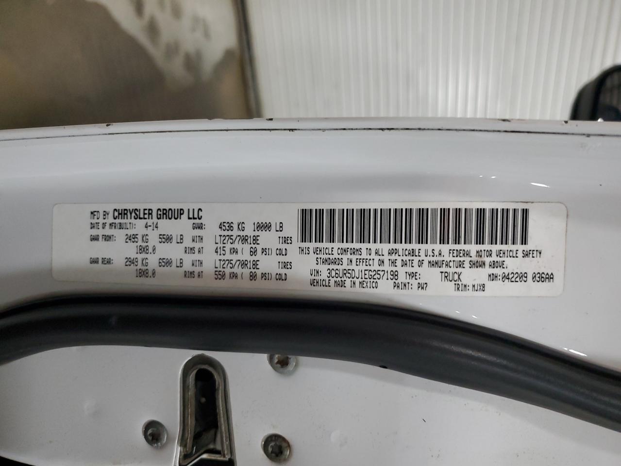 2014 Ram 2500 Slt VIN: 3C6UR5DJ1EG257198 Lot: 85090595