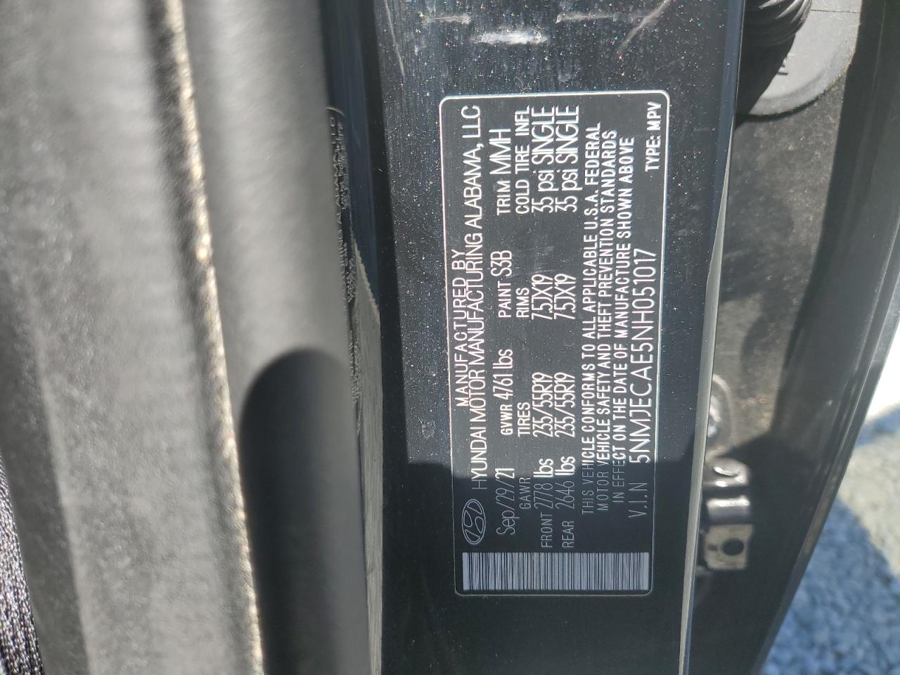 2022 Hyundai Tucson Limited VIN: 5NMJECAE5NH051017 Lot: 86466515