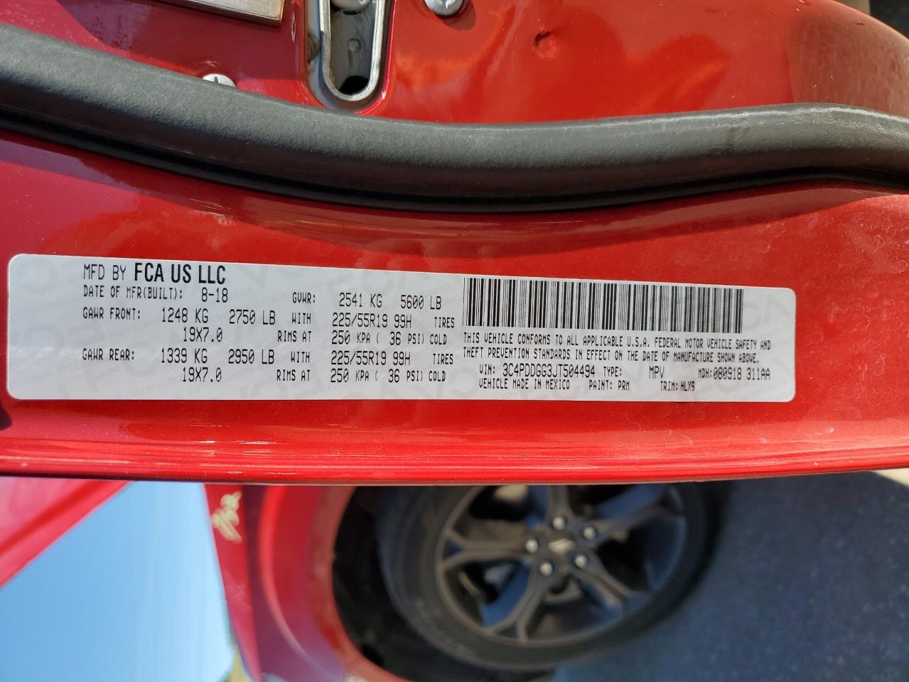 2018 Dodge Journey Crossroad VIN: 3C4PDDGG3JT504494 Lot: 84956705