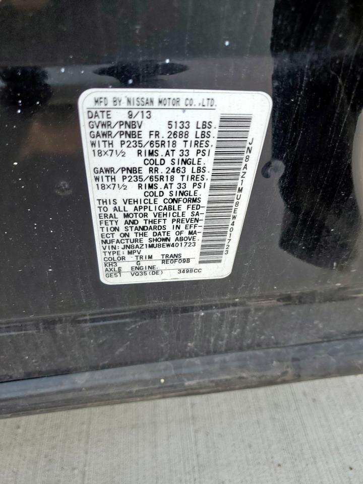 2014 Nissan Murano S VIN: JN8AZ1MU8EW401723 Lot: 81980545