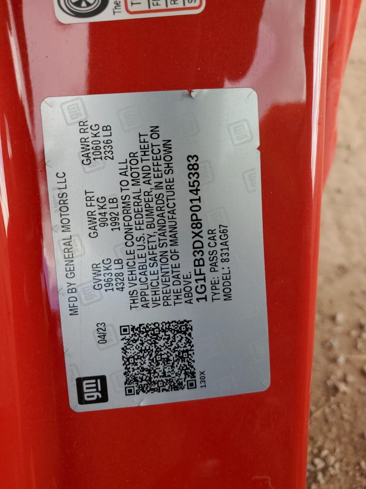 2023 Chevrolet Camaro Ls VIN: 1G1FB3DX8P0145383 Lot: 85946095