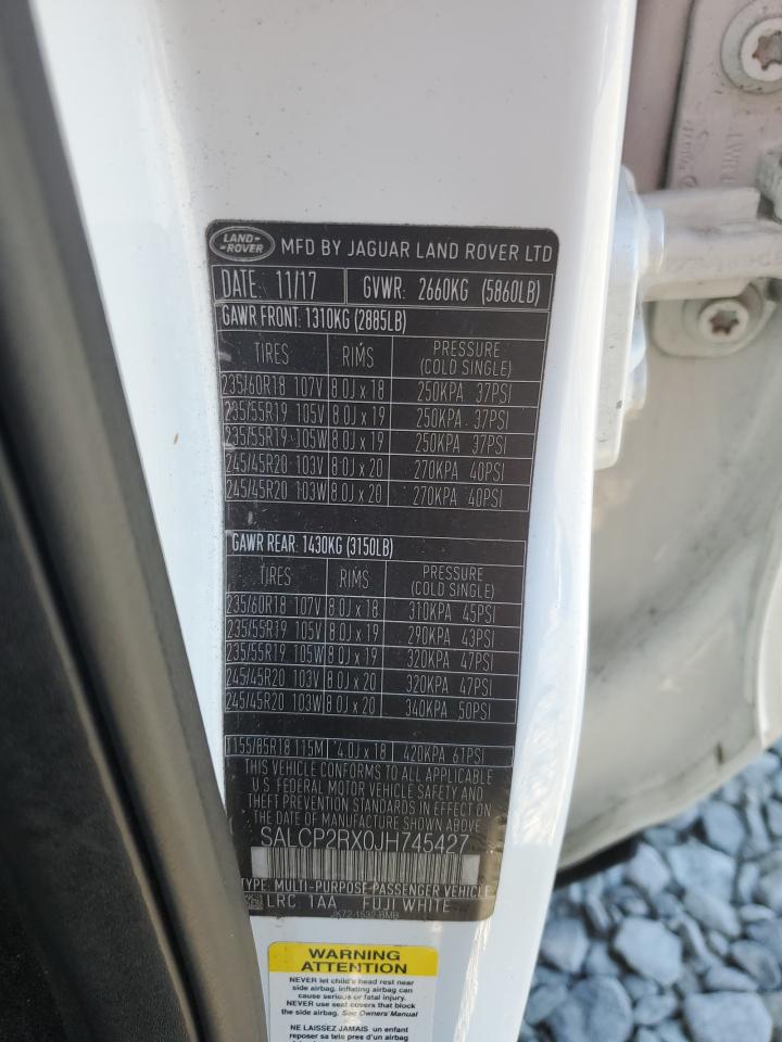 2018 Land Rover Discovery Sport Se VIN: SALCP2RX0JH745427 Lot: 84645735