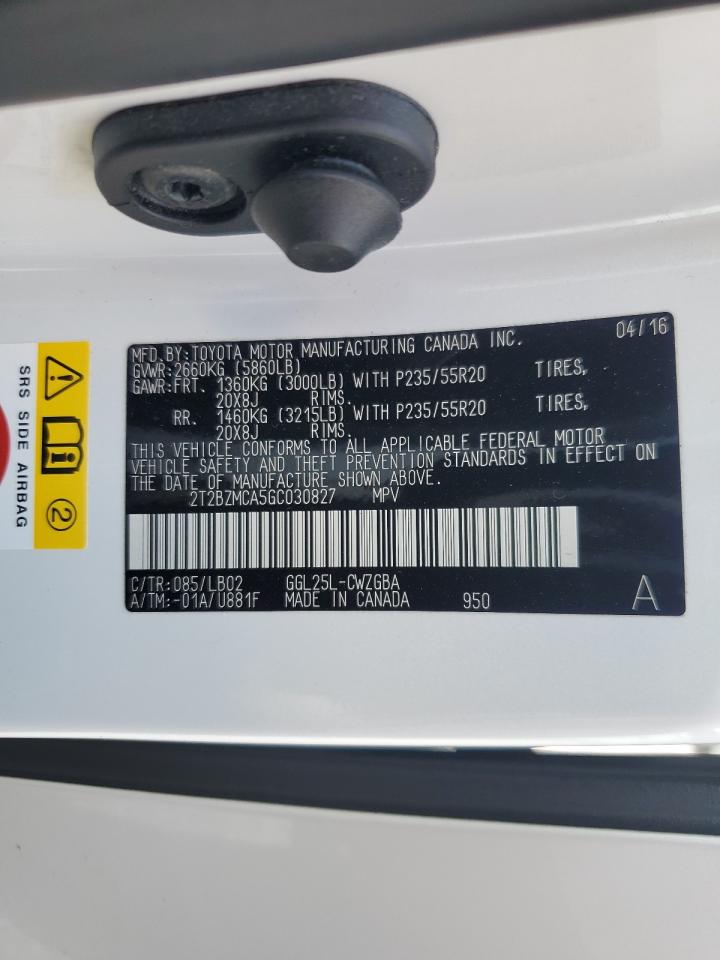 2016 Lexus Rx 350 Base VIN: 2T2BZMCA5GC030827 Lot: 82501175