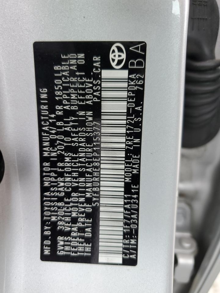 2014 Toyota Corolla L VIN: 5YFBURHE8EP115377 Lot: 81931405