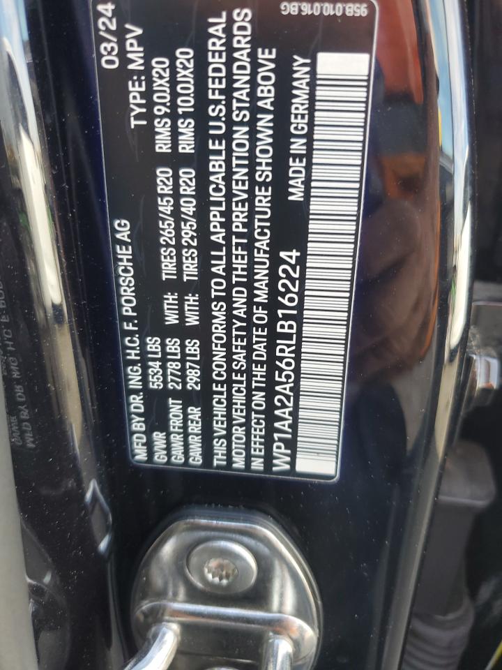 2024 Porsche Macan Base VIN: WP1AA2A56RLB16224 Lot: 89880195