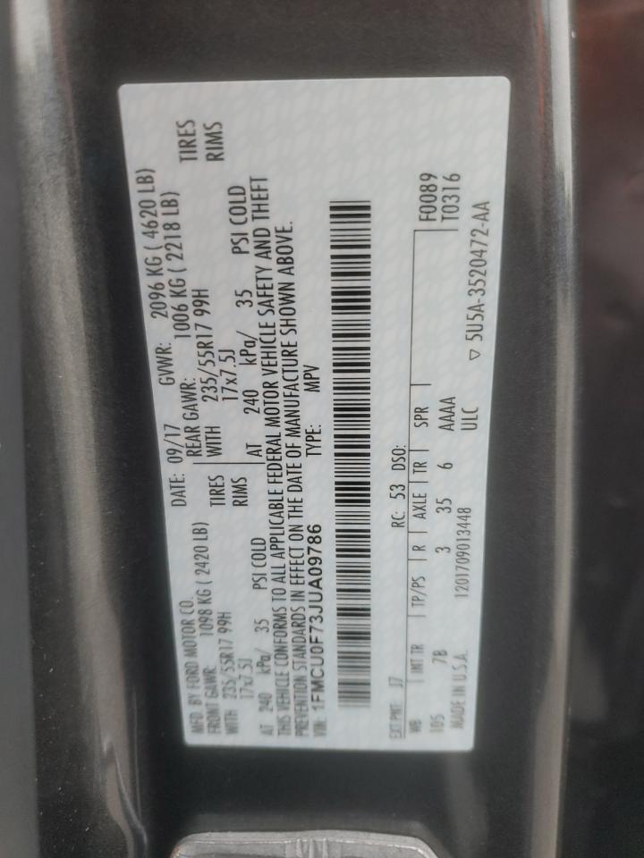 2018 Ford Escape S VIN: 1FMCU0F73JUA09786 Lot: 90035775