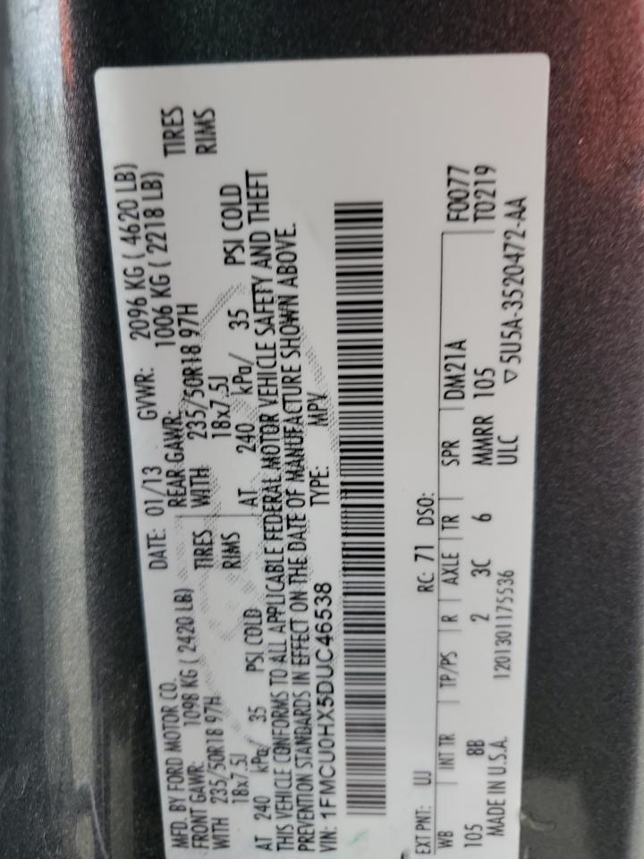 2013 Ford Escape Sel VIN: 1FMCU0HX5DUC46538 Lot: 82001435