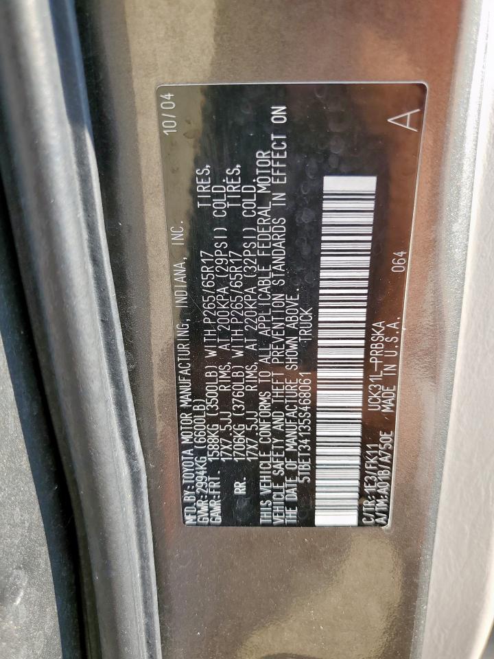 2005 Toyota Tundra Double Cab Sr5 VIN: 5TBET34135S468061 Lot: 86123335