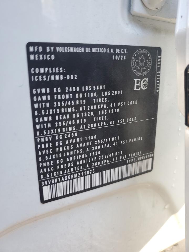 2024 Volkswagen Tiguan Se R-Line Black VIN: 3VV8B7AX5RM211823 Lot: 85160845