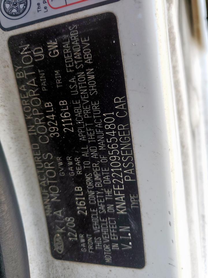 2009 Kia Spectra Ex VIN: KNAFE221095654801 Lot: 85313075