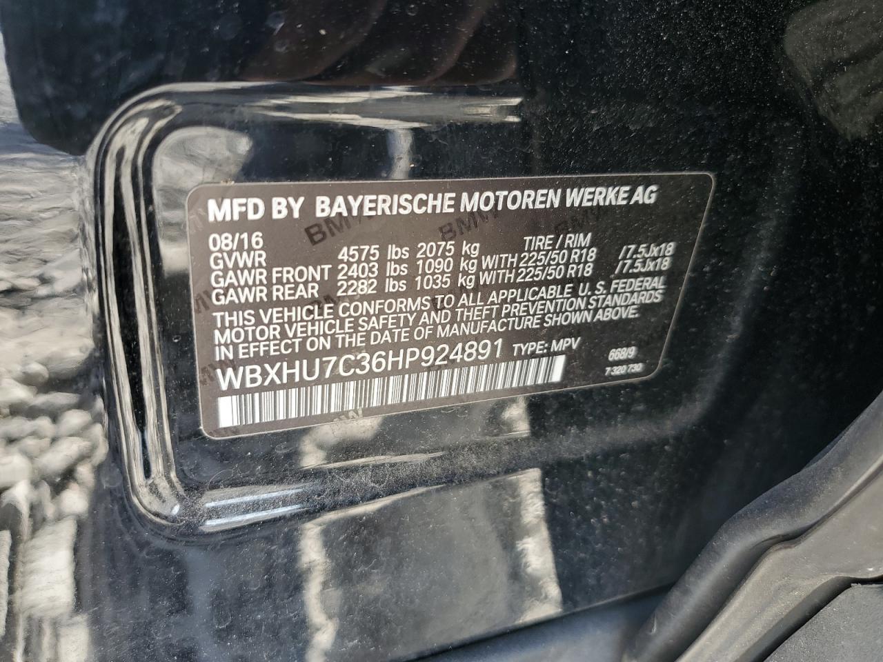 2017 BMW X1 Sdrive28I VIN: WBXHU7C36HP924891 Lot: 85699625