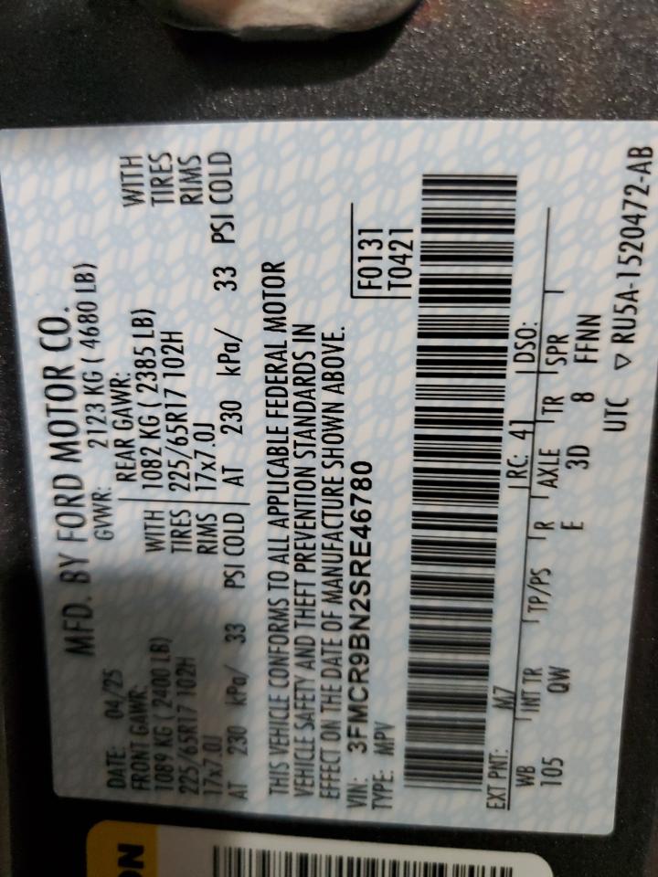 2025 Ford Bronco Sport Big Bend VIN: 3FMCR9BN2SRE46780 Lot: 85317665