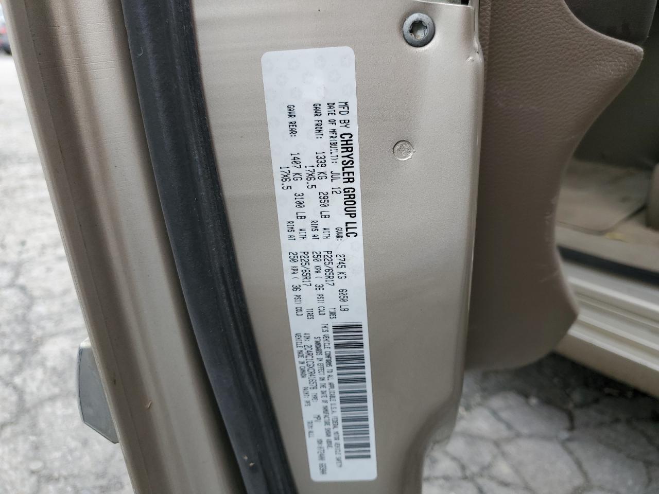 2012 Chrysler Town & Country Touring L VIN: 2C4RC1CGXCR416578 Lot: 82664255