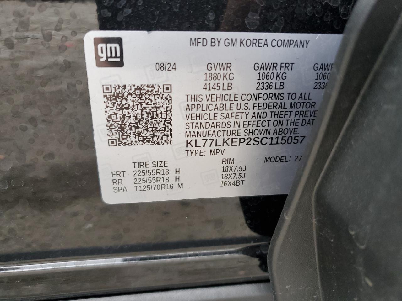 2025 Chevrolet Trax Activ VIN: KL77LKEP2SC115057 Lot: 85336015