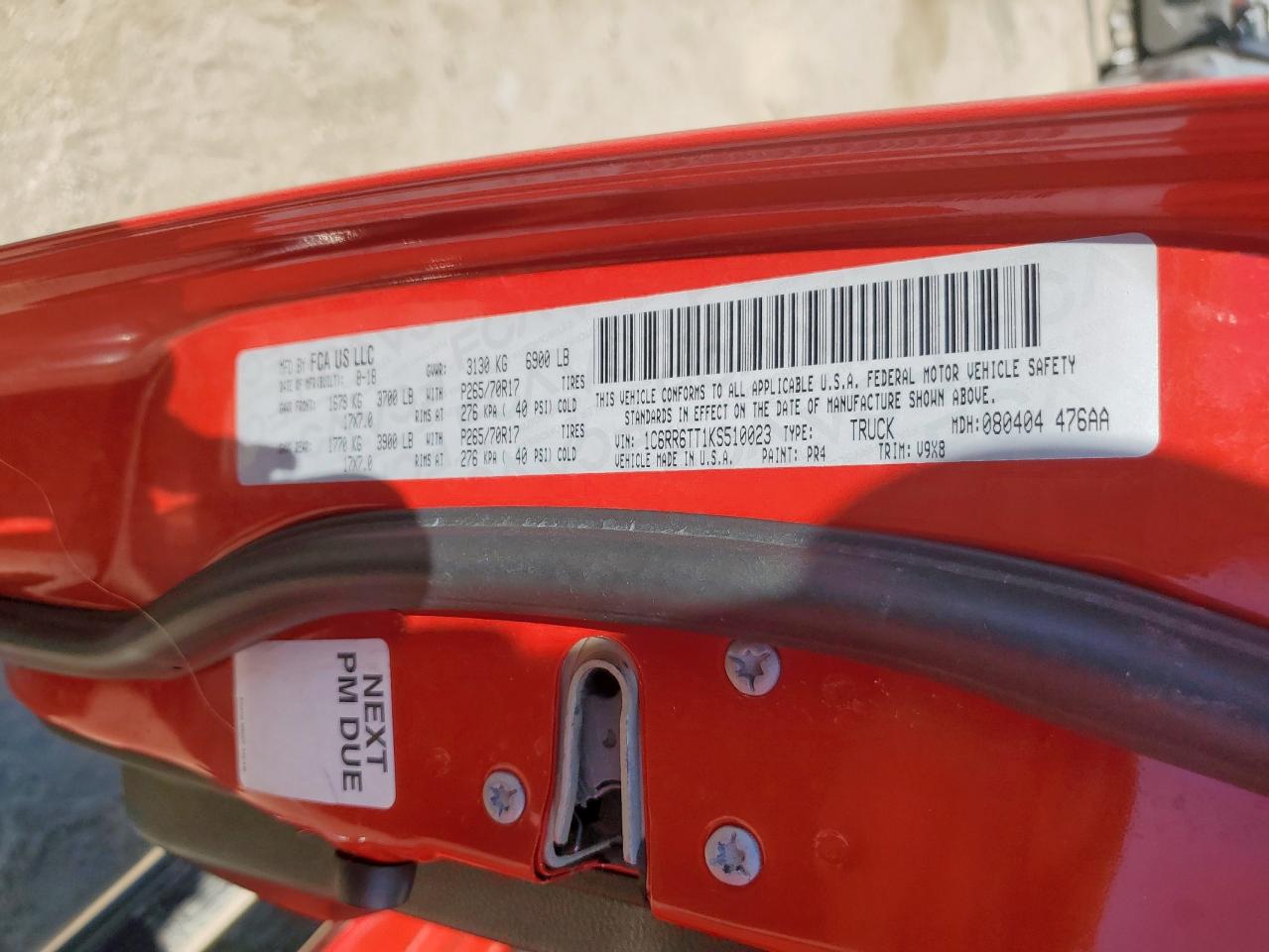 2019 Ram 1500 Classic Slt VIN: 1C6RR6TT1KS510023 Lot: 82438605