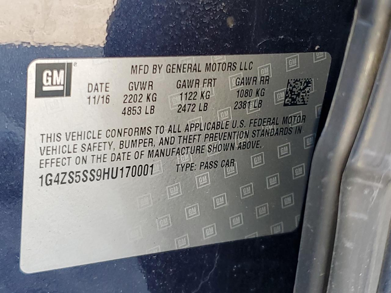 2017 Buick Lacrosse Premium VIN: 1G4ZS5SS9HU170001 Lot: 84801445