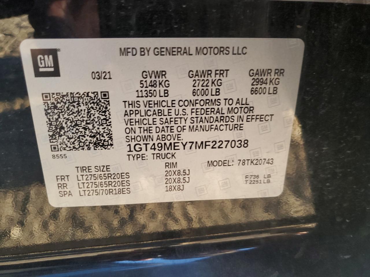 2021 GMC Sierra K2500 Sle VIN: 1GT49MEY7MF227038 Lot: 81985165