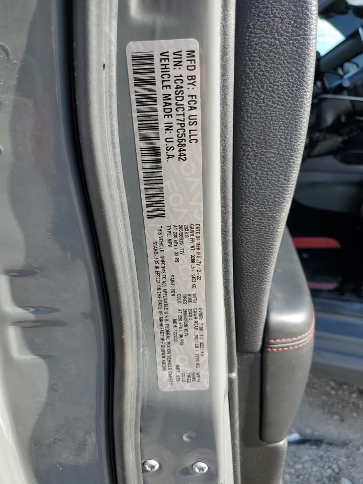 2023 Dodge Durango R/T VIN: 1C4SDJCT7PC568442 Lot: 81957385