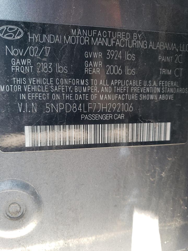 2018 Hyundai Elantra Sel VIN: 5NPD84LF7JH292106 Lot: 70759255