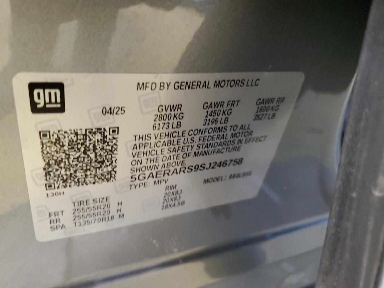 2025 Buick Enclave Preferred VIN: 5GAERARS9SJ246758 Lot: 90741715