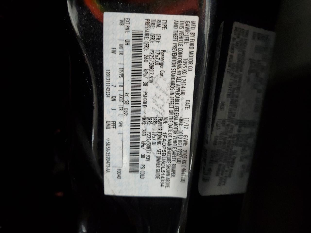 2013 Ford C-Max Sel VIN: 1FADP5BU5DL514334 Lot: 84970135