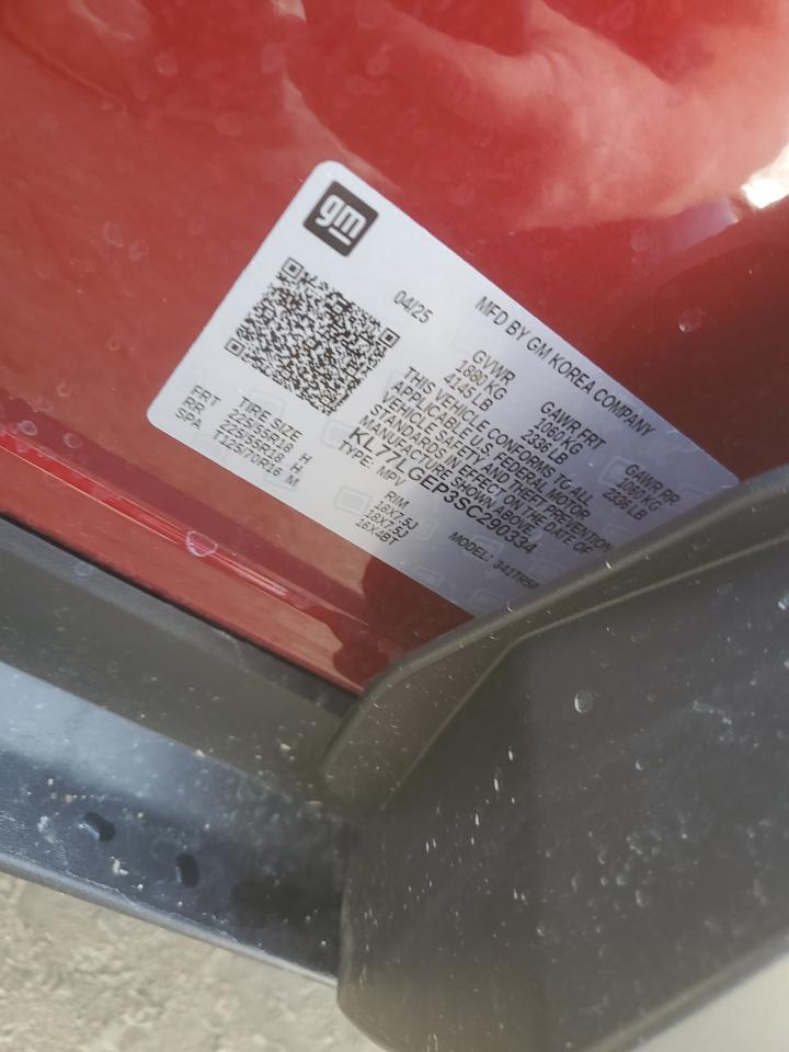 2025 Chevrolet Trax 1Rs VIN: KL77LGEP3SC290334 Lot: 90742965