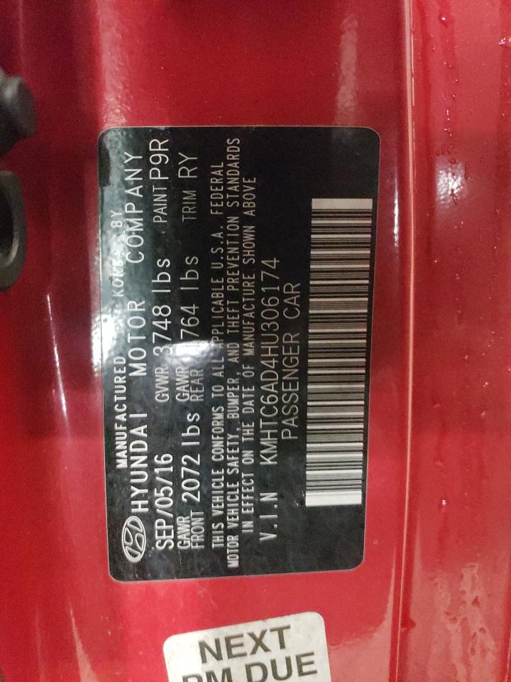 2017 Hyundai Veloster VIN: KMHTC6AD4HU306174 Lot: 90397685