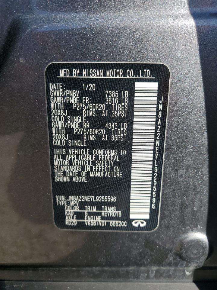 2020 Infiniti Qx80 Luxe VIN: JN8AZ2NE7L9255596 Lot: 86865575