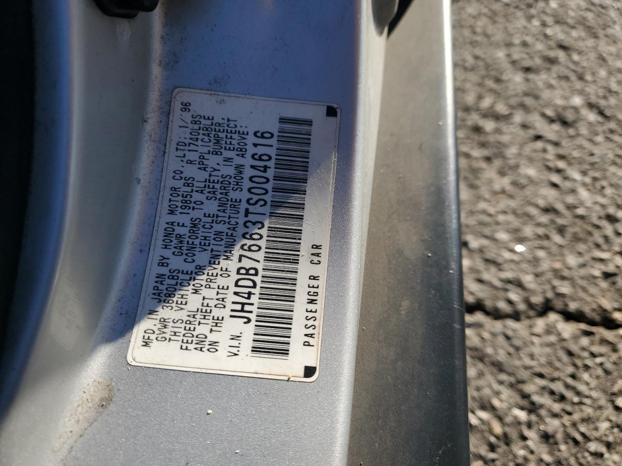 1996 Acura Integra VIN: JH4DB7663TS004616 Lot: 81868305