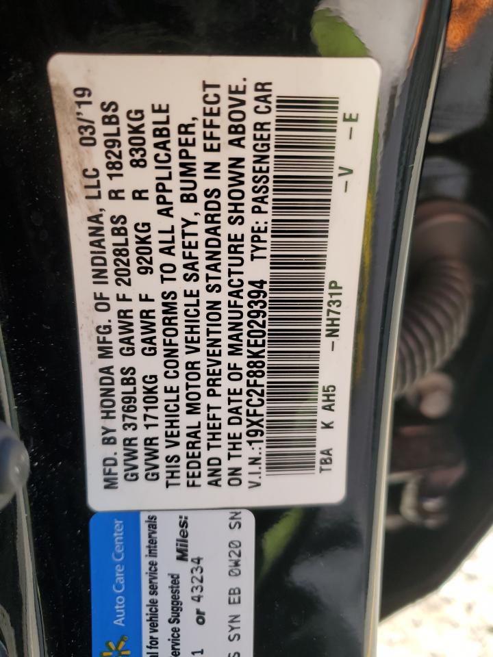 2019 Honda Civic Sport VIN: 19XFC2F88KE029394 Lot: 87426545