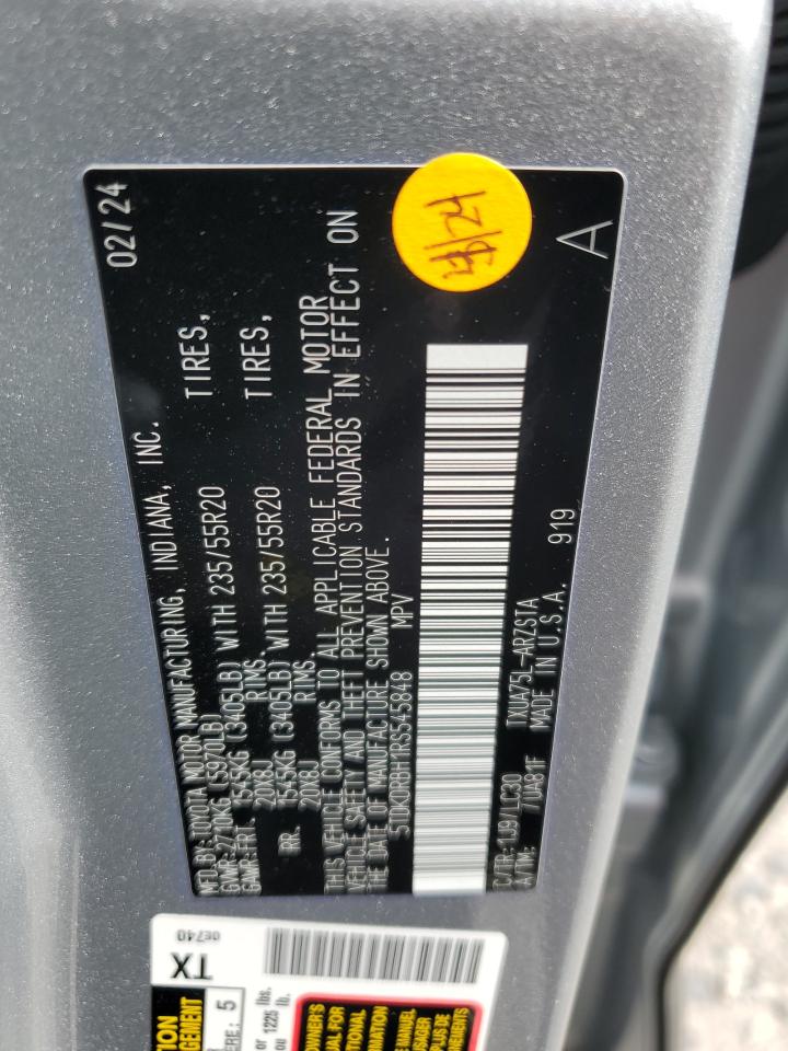 2024 Toyota Highlander Le VIN: 5TDKDRBH1RS545848 Lot: 85115245