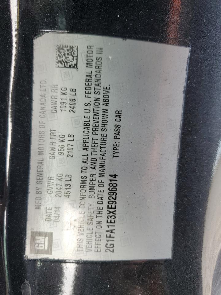 2014 Chevrolet Camaro Ls VIN: 2G1FA1E3XE9296814 Lot: 81925445