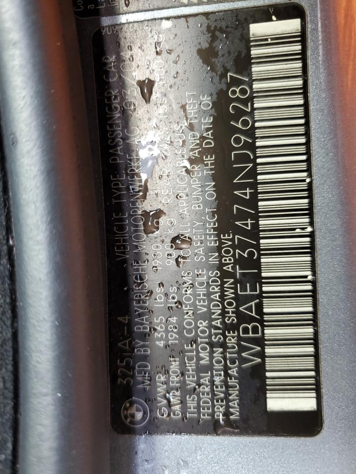 2004 BMW 325 I VIN: WBAET37474NJ96287 Lot: 85501375