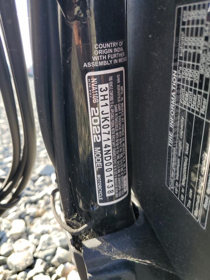 2022 Honda Nva110 B VIN: 3H1JK0714ND001438 Lot: 82360765