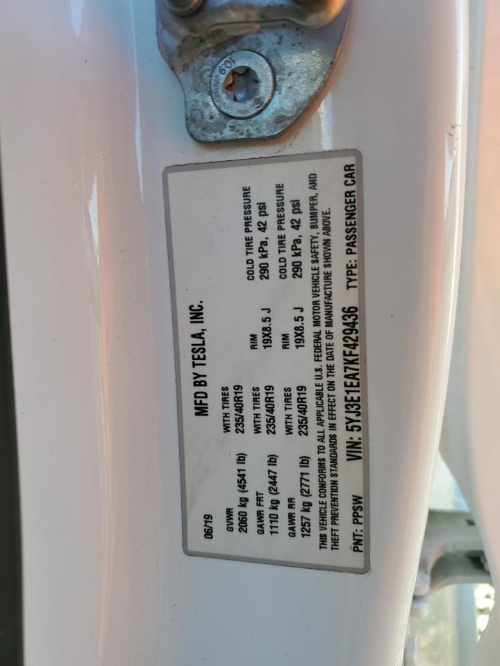 2019 Tesla Model 3 VIN: 5YJ3E1EA7KF429436 Lot: 82313975