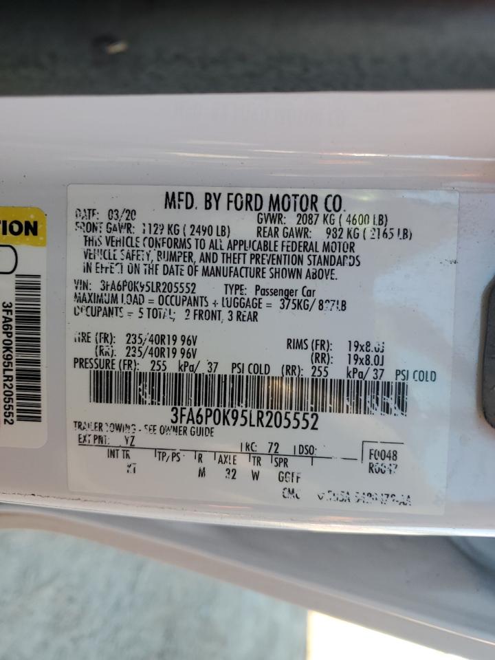 2020 Ford Fusion Titanium VIN: 3FA6P0K95LR205552 Lot: 86882995