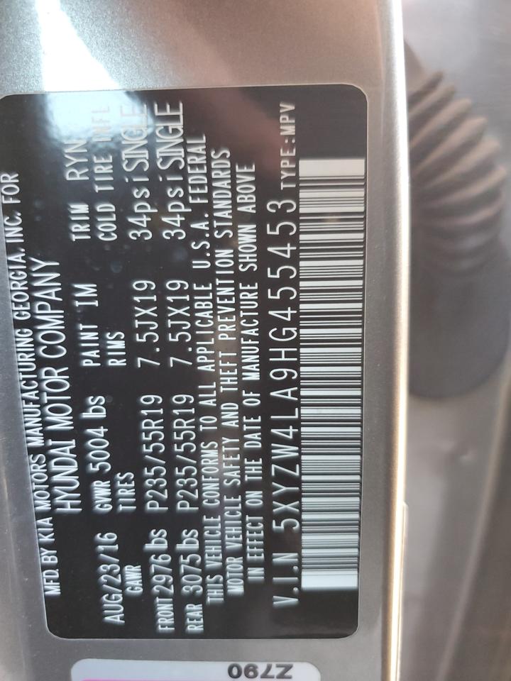 2017 Hyundai Santa Fe Sport VIN: 5XYZW4LA9HG455453 Lot: 82314075