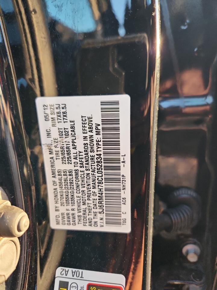 2012 Honda Cr-V Exl VIN: 5J6RM4H78CL052834 Lot: 87382865