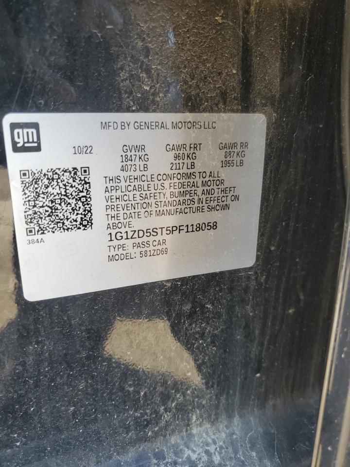 2023 Chevrolet Malibu Lt VIN: 1G1ZD5ST5PF118058 Lot: 85895315