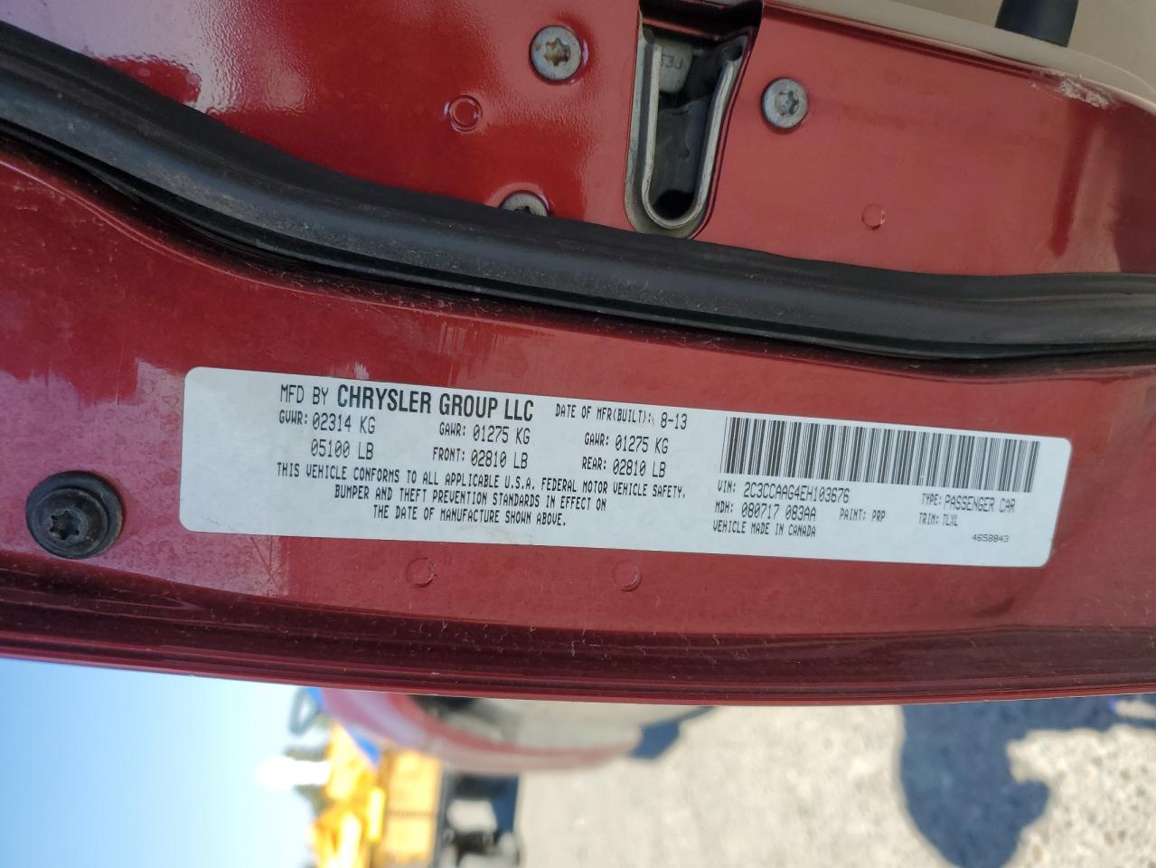 2014 Chrysler 300 VIN: 2C3CCAAG4EH103676 Lot: 82572605