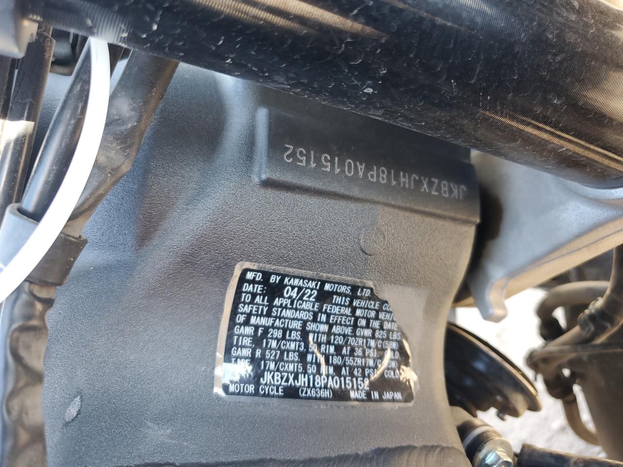 2023 Kawasaki Zx-6 VIN: JKBZXJH18PA015152 Lot: 82203745