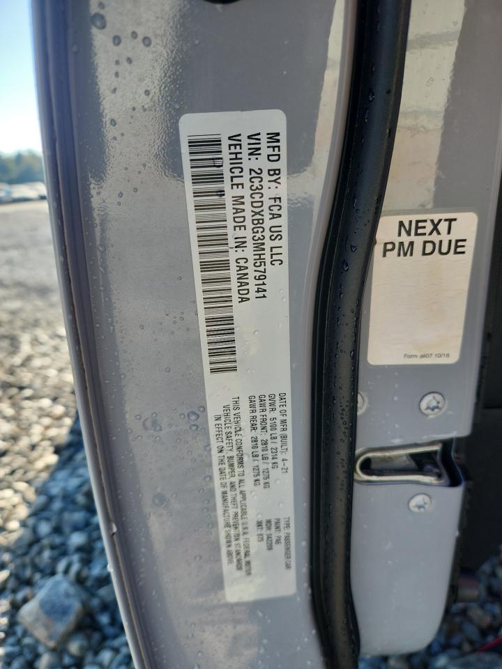 2021 Dodge Charger Sxt VIN: 2C3CDXBG3MH579141 Lot: 86863305